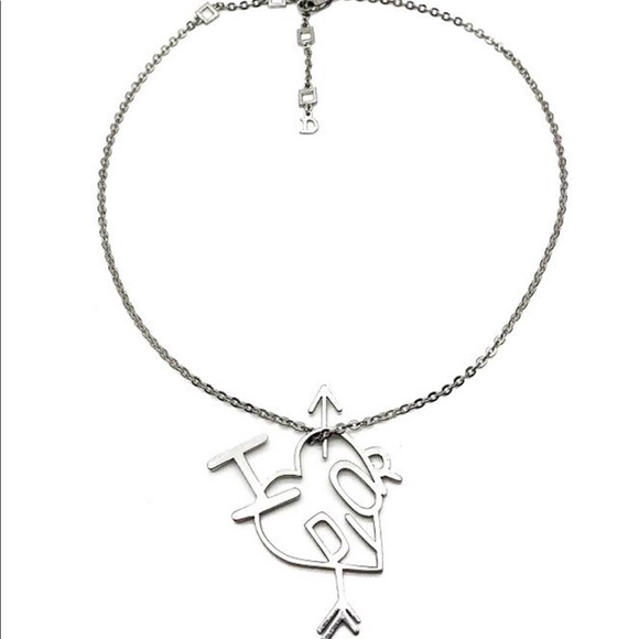 Christian Dior Vintage By John Galliano Dior Logo Silver Heart Pendant Necklace - Picture 1 of 9